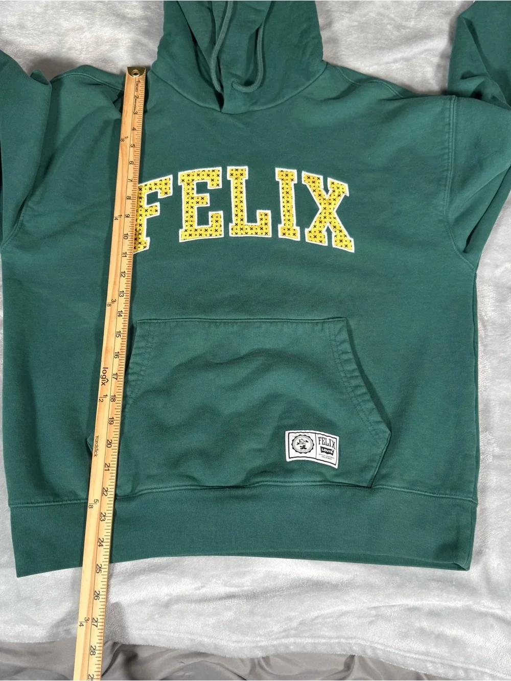 Levis x Felix The Cat Hoodie Mens Small Oversized Fit Washed Green